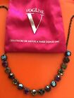 French Designer Vogline Swarovski Crystal Chocker Necklace Chain Blue Purple