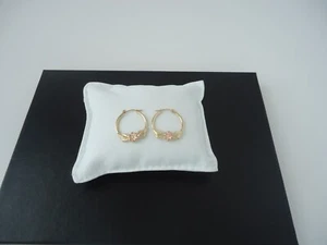 14k Yellow & Rose Gold Floral Hoop Earrings - Picture 1 of 9