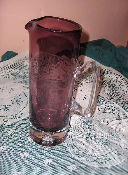 Jarra Martini Amatista Soplada a Mano Vintage Bloque Cristal Patrón Tao Polonia Foto 1 de 1