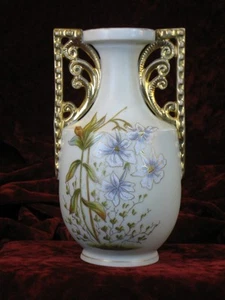 Art Deco Hand Painted Carlsbad Austrian PORCELAIN Vase Victoria Gold - Picture 1 of 1