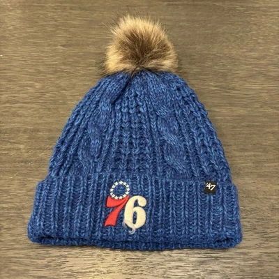 NUEVO Gorro de Invierno Marca Philadelphia 76ers '47 Azul Rojo NBA Baloncesto Pom Tejido Foto 1 de 4