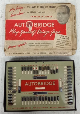 Vintage 1950 Auto Bridge Play Yourself Metal Gameboard Kit Device w/box - Image 1 of 4