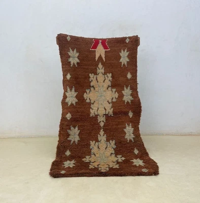 Alfombra de algodón tribal marroquí hecha a mano 2'6x4'8 marrón bereber pasillo alfombra vintage Foto 1 de 4