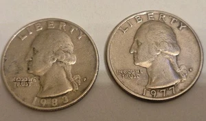 Lot Of 2 Error Coins 1977 D + 1983 P Washington Quarters Mint Marks Filled In - Picture 1 of 8