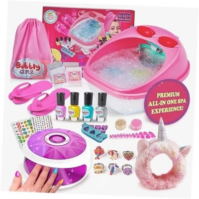 Kit de día de spa para niños para niñas, 42+ piezas juego de spa con spa de pies en cascada, uñas  Foto 1 de 4
