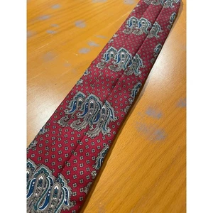 Jos A Bank Vintage Silk Cummerbund Slim Red Paisley Adjustable Metal Buckle - Picture 1 of 10