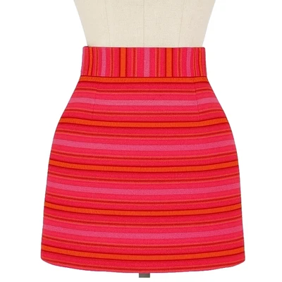 Falda a Rayas Antonio Melani Mujer 6 Rosa Brillante Naranja Texturizada Moderna Clásica Foto 1 de 4