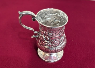 S Kirk And Son Coin Silver Repousse Floral Child/Christening Cup c1828-1846 Mono - Image 1 of 4