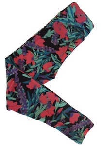 NWT LuLaRoe Kids' S/M Bright Tropical Floral BLACK Leggings UNICORN - Picture 1 of 2