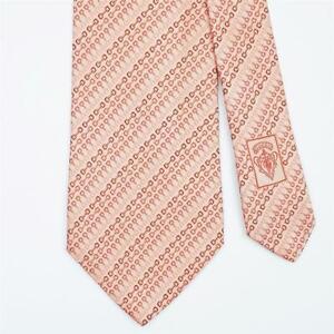 GUCCI TIE Horse Bit Striped on Salmon Pink Classic Woven Silk Necktie