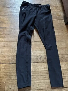 Under Armour Youth Black Size Large Kids Drawstring Waist Compression Leggings - Picture 1 of 7