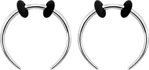 PAIR 16G STEEL BUFFALO BULL CURVED TAPER o RING EAR STRETCHER NOSE SEPTUM RING - Picture 1 of 10