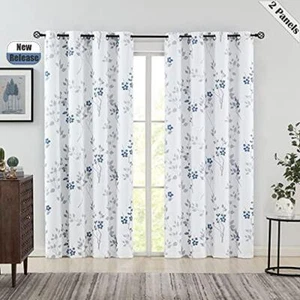 Beauoop Floral Blackout Window Curtain Panels Thermal Insulated Noise Reducing - Picture 1 of 6