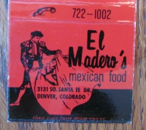 BULLFIGHTING MATCHBOOK COVER: EL MATADOR DENVER, COLORADO EMPTY MATCHCOVER -D21 - Picture 1 of 2