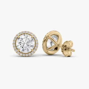 18k Yellow Gold Earring Daimond Lab Grown  2.30 Carat IGI Certified Oval Cut - Picture 1 of 10