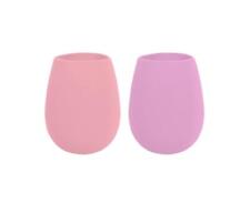 Avanti Barware Silicone Stemless Wine Glass, Set of 2 (Pink/Magenta) - 350mL