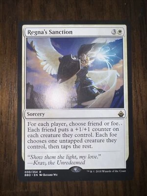 REGNA'S SANCTION Battlebond MTG White Sorcery Rare - Image 1 of 3