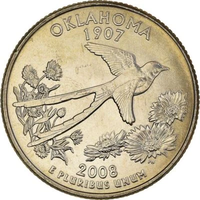 United States | 1/4 Dollar Coin | George Washington | Oklahoma | 2008 - Image 1 of 4