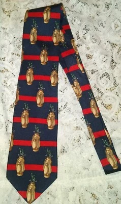 Clásico Vintage Hunters Bay 100% Seda Rojo y Azul con Bolsa de Golf y Diseño de Palos* Foto 1 de 4
