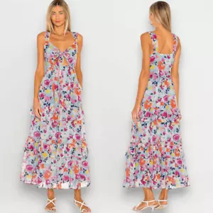 Banjanan Serafina Maxikleid Fiesta Himmelblau Cut Out Rüschen Gr. XL Urlaub - Bild 1 von 12