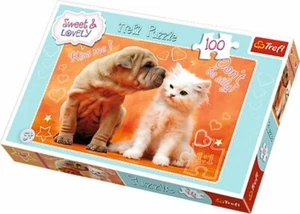 TREFL Jigsaw Puzzle- Sweet and Lovely (Puppy/Kitten)- Made in Poland- 100 Pieces - Picture 1 of 2