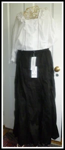 VERSE RICH BLACK COTTON SKIRT NEW WITH TAGS - DOUBLE FELL SEAMS - GORGEOUS - Picture 1 of 2