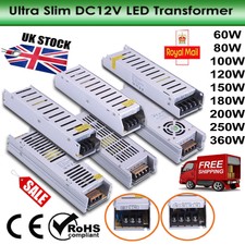 DC12V Slim LED Strip Light Driver Power Supply Transformer LED UK 60W-360W 