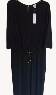 Mono Chico's Travelers Negro Cordón Cintura con Bolsillos Talla 2 Pequeño Nuevo con Etiquetas $139 Foto 1 de 3