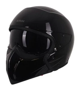 Airoh J110 Convertible ECE22.06 Motorcycle Motorbike Helmet Black Glitter Gloss - Picture 1 of 7