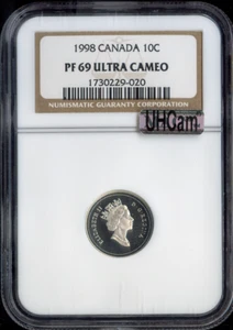 1998 Canada 10 Cents 10C NGC PF69 Ultra Cameo - Quality - Picture 1 of 2