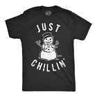 Mens Just Chillin Snowman T shirt Hilarious Saying Funny Christmas Novelty Guys