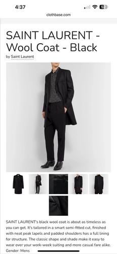 SAINT LAURENT (YSL) Cappotto uomo Saint Laurent slim fit. 52 42. 3290€