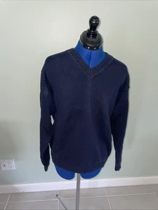 L.L. Bean Men's Sz Large 100% Cotton Blue V-Neck Sweater Pullover - Picture 1 of 6