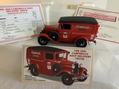 1931 Campbell’s Soup Delivery Truck, Danbury Mint, Cert Of Title, Styro Box - Image 1 of 4
