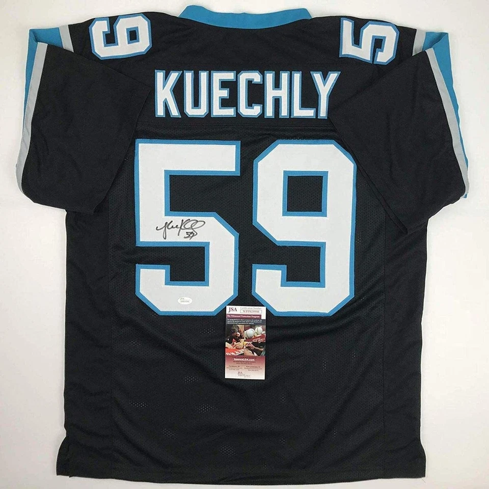Autographed/Signed Luke Kuechly Carolina Black Football Jersey JSA COA - Image 1 of 4