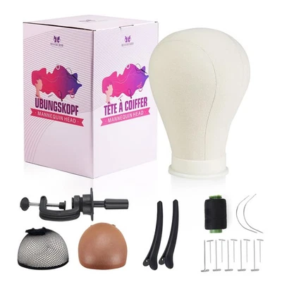 23 Inch Wig HeadWig Stand with HeadCanvas Mannequin Head for WigsManikin Head... - Image 1 of 4