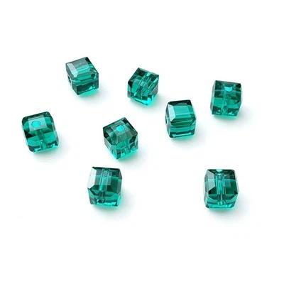 6mm Cube Green Glass Beads for Jewelry Making 270pcs Faceted Square Crytal Sp... - Image 1 of 4