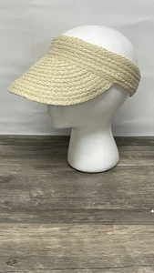 Antiguo sombrero visera de paja azul marino S-M nuevo con etiquetas ala ancha ajustable verano playa viaje - Imagen 1 de 7