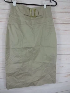 Falda Le Chateau para mujer color tostado mezcla de algodón con hebilla talla 3/4 debajo de la rodilla - Imagen 1 de 6