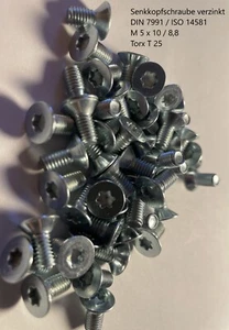 M5x10 DIN 7991 ISO 14581 viti svasate Torx 25 viti testa svasata zincate 2803 - Foto 1 di 1