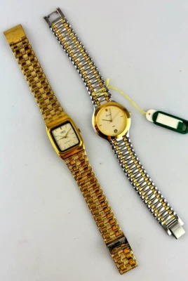 Stock 2 Orologi Orient Non Funzionanti Quarzo Vintage Unisex Japan Per Ricambi Foto 1 de 3