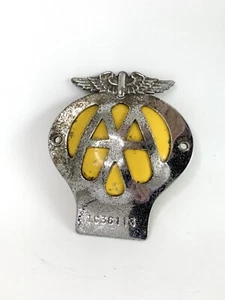 Vintage AA Car Badge Number 1C36113 Yellow & Chrome Automotive Collectible - Picture 1 of 4