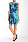 Ellen Tracy NWT BLUE MULTI Embellished Fit & Flare Floral Cotton Dress size 4, 6