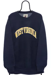 Vintage West Virginia Steve and Barrys Spellout Navy Sweatshirt - X Large - Picture 1 of 10