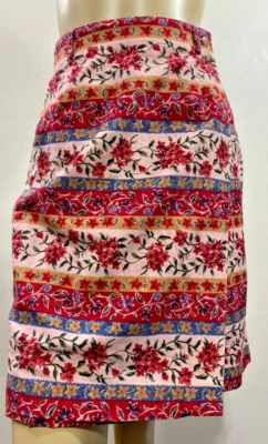 Falda envolvente Talbots vintage multi roja floral 100 % algodón hecha en EE. UU. para mujer talla 8 Foto 1 de 4