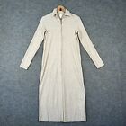 H&M Midi Dress Size S Womens Beige Button Up Ribbed Knit Long Sleeve Stretch