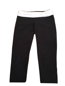 Ivivva by Lululemon Girls Reversible Black Rhythmic Crop*Quilt Leggings, Size 14 - Picture 1 of 6