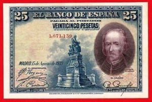 25 Pesetas, 1928 ''Calderon de la Barca'' Sin Serie, EBC - Imagen 1 de 2