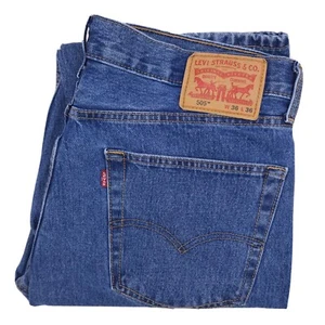 36x37 Levis 505 Jeans Blue Mens Cotton Denim Jean Size Longer Length Regular Fit - Picture 1 of 12
