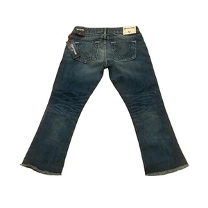 Pantalones de mezclilla True Religion Karlie tiro bajo campana parte inferior corta para mujer talla 26 azules nuevos con etiquetas - Imagen 1 de 8